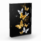 Goud en witte vlinders fotoblokken (Links)