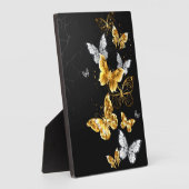 Goud en witte vlinders fotoplaat (Zijkant)