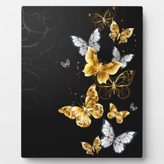 Goud en witte vlinders fotoplaat (Voorkant)