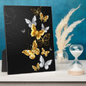 Goud en witte vlinders fotoplaat (Zijkant)