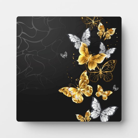 Goud en witte vlinders fotoplaat (Voorkant)