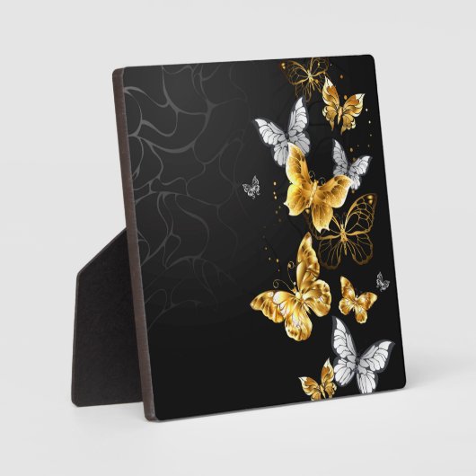 Goud en witte vlinders fotoplaat (Voorkant)