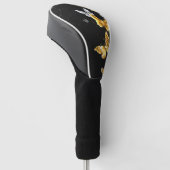 Goud en witte vlinders golfheadcover (Schuin)