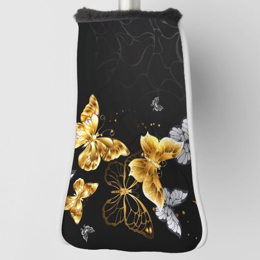 Goud en witte vlinders golfheadcover (Draai 90)