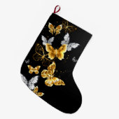 Goud en witte vlinders grote kerstsok (Voorkant (Hangend))