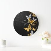 Goud en witte vlinders grote klok (Huis)