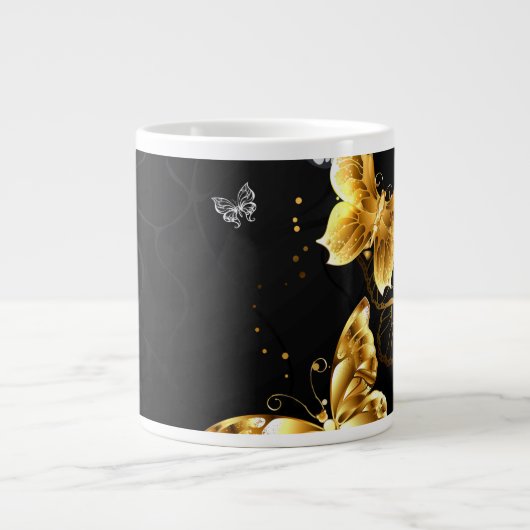 Goud en witte vlinders grote koffiekop (Voorkant)