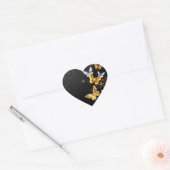 Goud en witte vlinders hart sticker (Envelop)