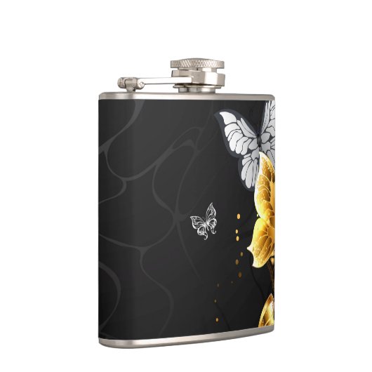 Goud en witte vlinders heupfles (Rechts)