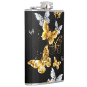 Goud en witte vlinders heupfles (Rechts)