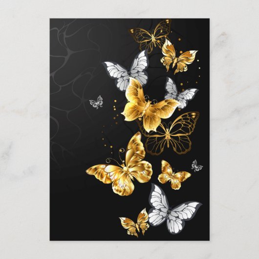 Goud en witte vlinders informatiekaartje (Voorkant)