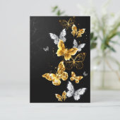 Goud en witte vlinders informatiekaartje (Staand voorkant)
