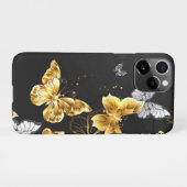Goud en witte vlinders iPhone hoesje (Achterkant horizontaal)