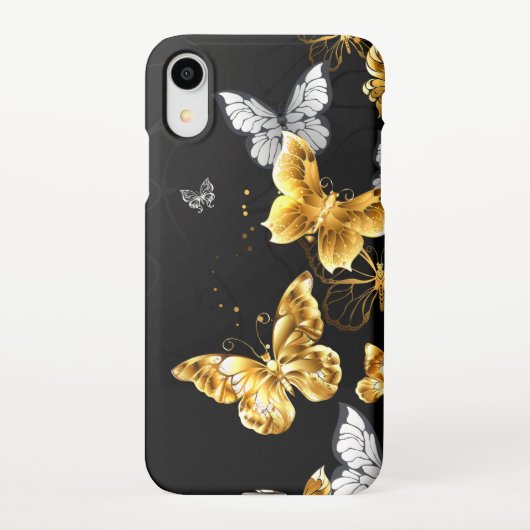 Goud en witte vlinders iPhone hoesje (Achterkant)