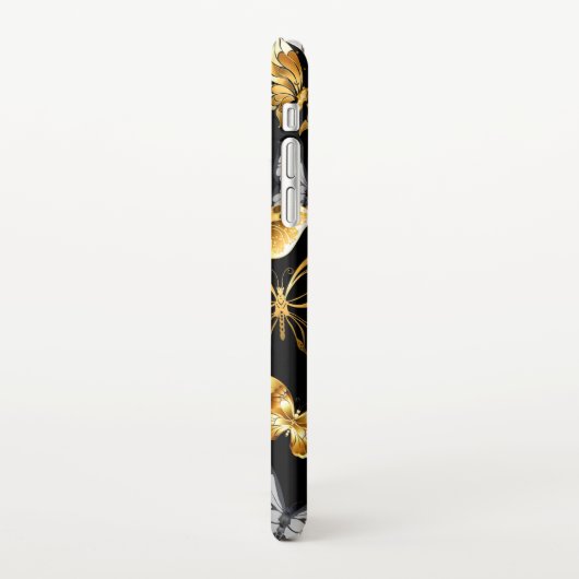 Goud en witte vlinders iPhone hoesje (Linkerkant)