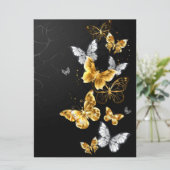 Goud en witte vlinders kaart (Staand voorkant)