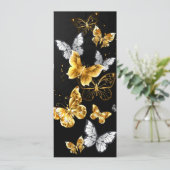 Goud en witte vlinders kaart (Staand voorkant)