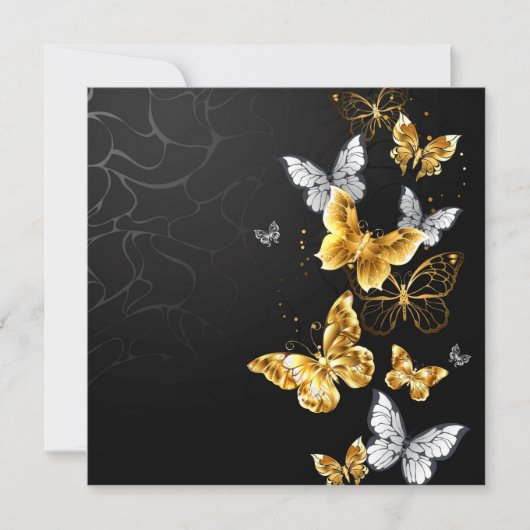 Goud en witte vlinders kaart (Voorkant)