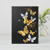 Goud en witte vlinders kaart (Staand voorkant)
