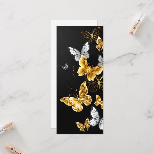 Goud en witte vlinders kaart (Voorkant / Achterkant in situ)