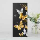 Goud en witte vlinders kaart (Staand voorkant)