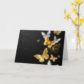 Goud en witte vlinders kaart (Gele Bloem)