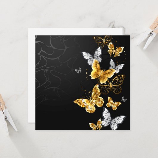 Goud en witte vlinders kaart (Voorkant / Achterkant in situ)