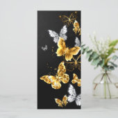 Goud en witte vlinders kaart (Staand voorkant)