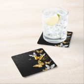 Goud en witte vlinders kartonnen onderzetters (Insitu)