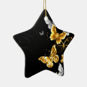 Goud en witte vlinders keramisch ornament (Rechts)