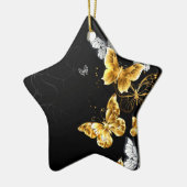 Goud en witte vlinders keramisch ornament (Links)