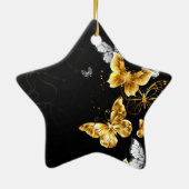 Goud en witte vlinders keramisch ornament (Achterkant)