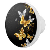 Goud en witte vlinders keramische knop (Rechts)