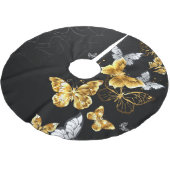 Goud en witte vlinders kerstboom rok (Gekanteld)