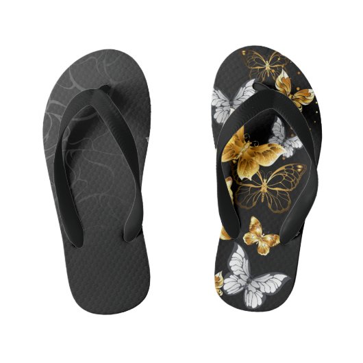 Goud en witte vlinders kinder teenslippers (Voetbed)
