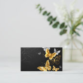 Goud en witte vlinders klantenkaartje (Staand voorkant)