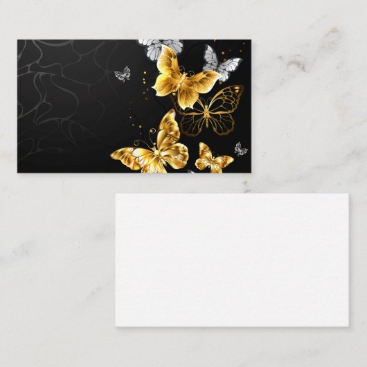 Goud en witte vlinders klantenkaartje (Voorkant / Achterkant)