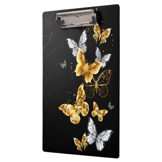 Goud en witte vlinders klembord (Links)