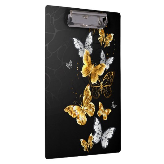 Goud en witte vlinders klembord (Rechts)