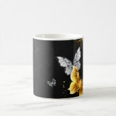 Goud en witte vlinders koffiemok (Center)