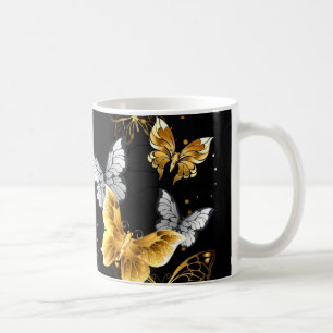 Goud en witte vlinders koffiemok