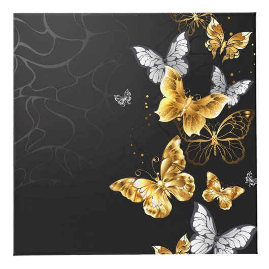 Goud en witte vlinders kubus (Rechts)