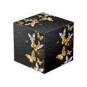 Goud en witte vlinders kubus (Achter hoekig)