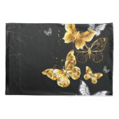 Goud en witte vlinders kussensloop (Achterkant-Links)