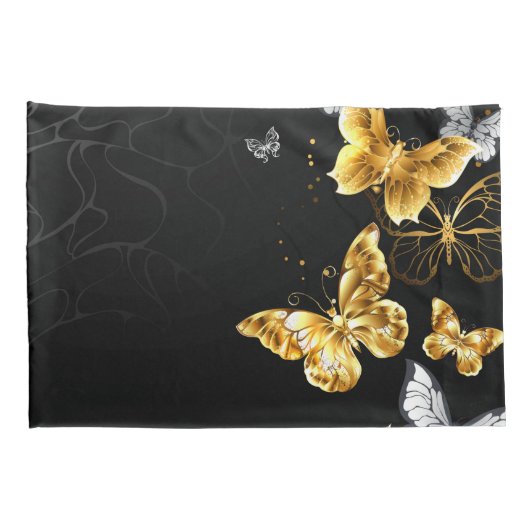 Goud en witte vlinders kussensloop (Achterkant-Rechts)