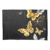 Goud en witte vlinders kussensloop (Voorkant-Links)