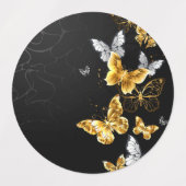 Goud en witte vlinders labels (Design 2)