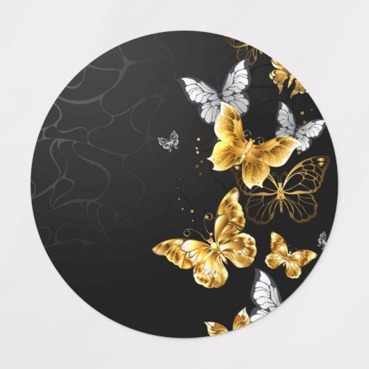Goud en witte vlinders labels (Design 1)