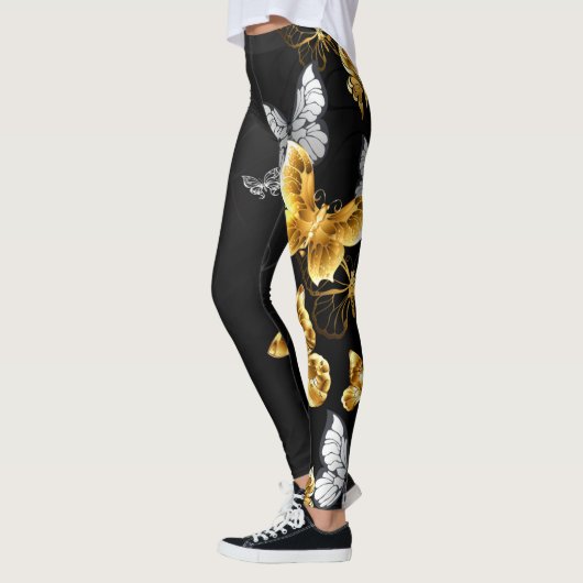 Goud en witte vlinders leggings (Links)