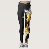 Goud en witte vlinders leggings (Voorkant)